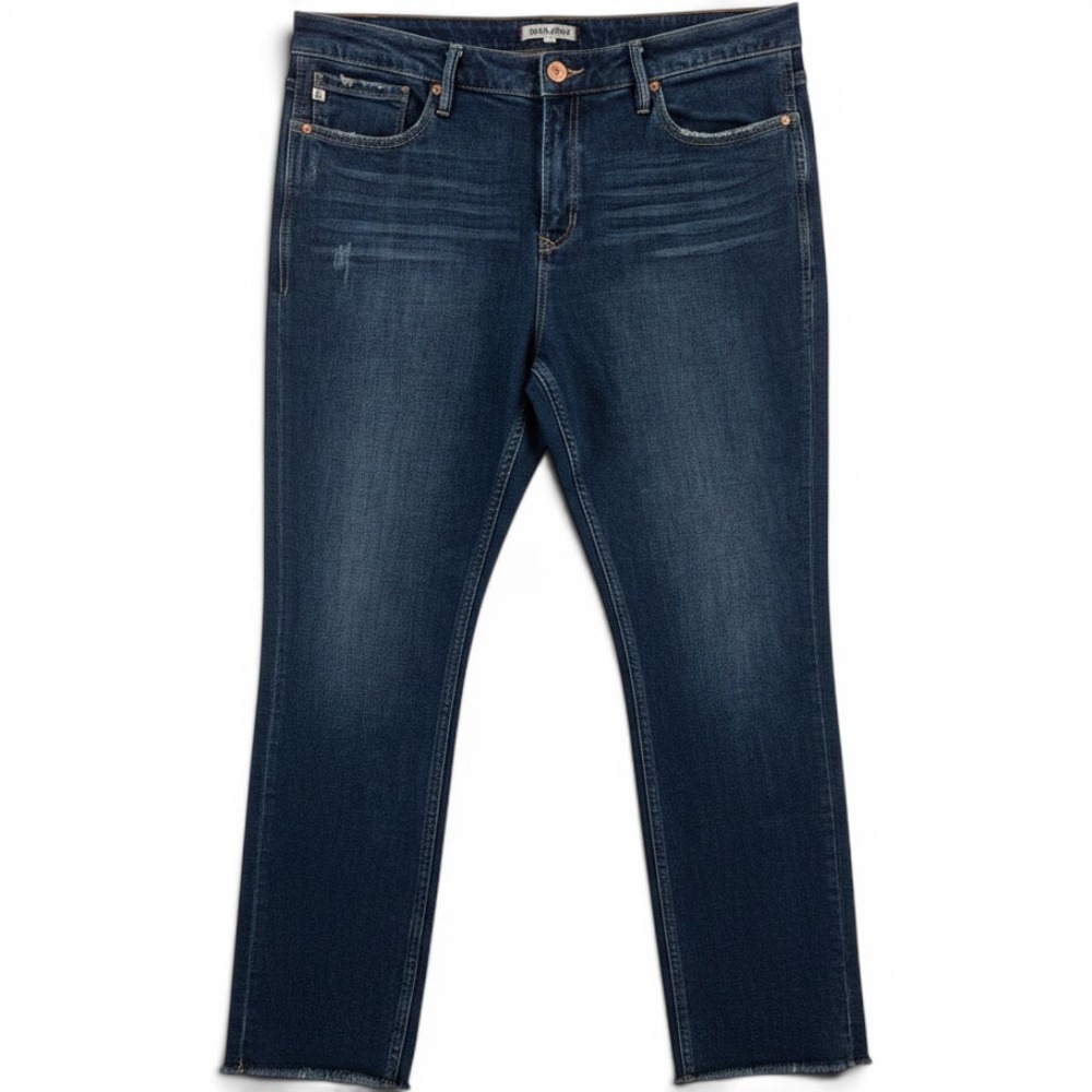 Dear John Skinny Jeans Womens 33 Blue Gisele High Waisted Distressed Raw Hem